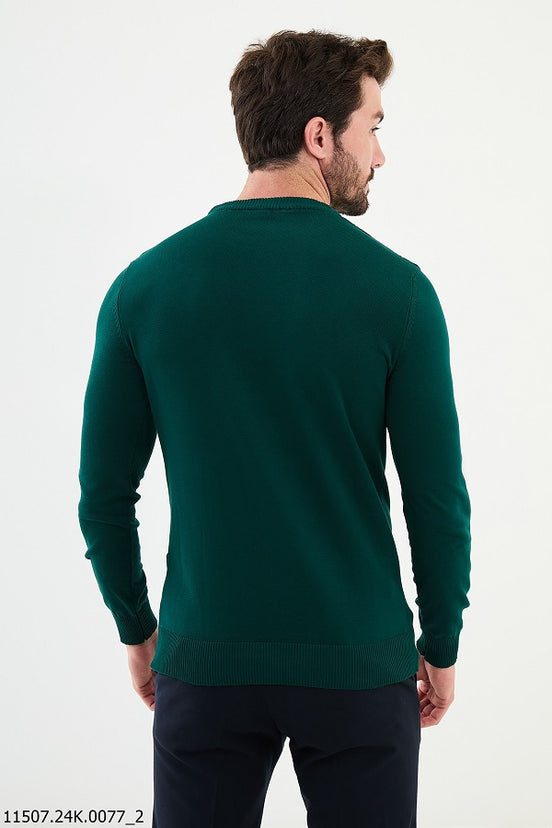 Green Crewneck Wool Sweater