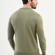 Ames Striped Crewneck Wool Sweater - Khaki