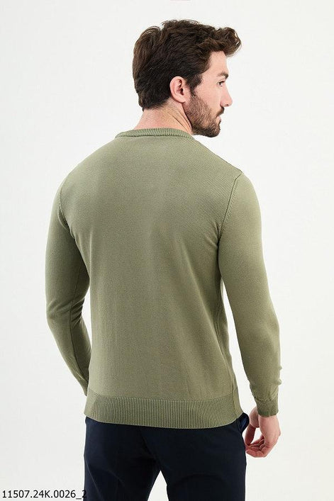 Ames Striped Crewneck Wool Sweater - Khaki