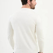 Ames Striped Crewneck Wool Sweater - White