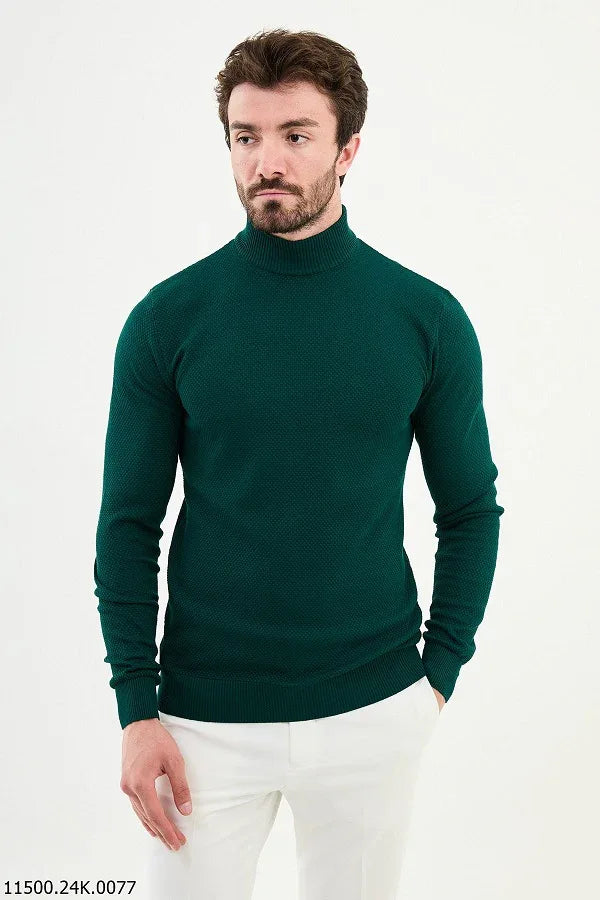 Ames Mock Turtleneck Sweater - Teal Green