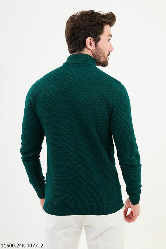 Teal Green Mock Turtleneck Sweater