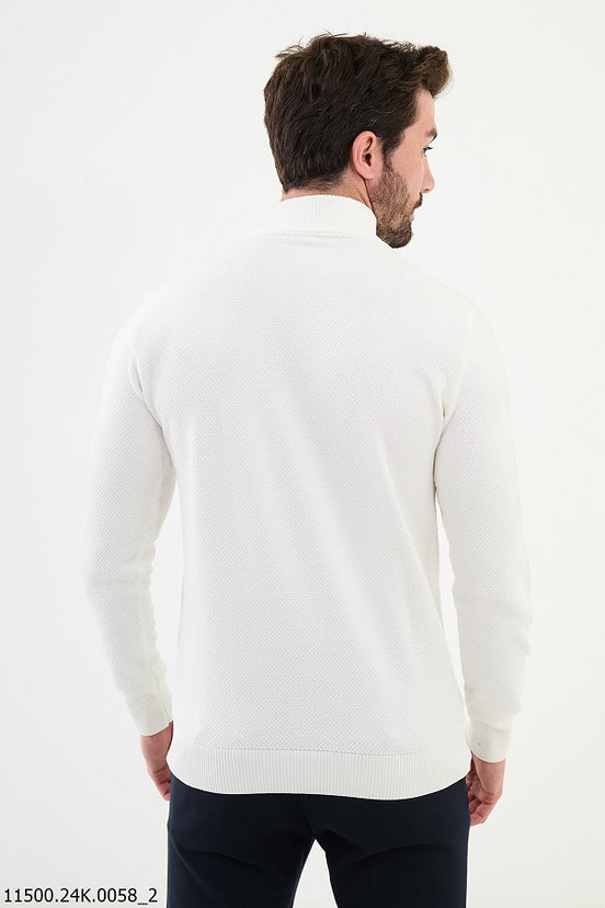 Mock Turtleneck Wool Sweater White