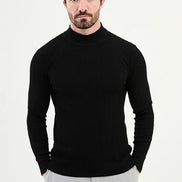 Ames Wide Ribbed Mock Turtleneck Sweater - Black