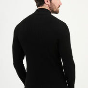 Ames Wide Ribbed Mock Turtleneck Sweater - Black