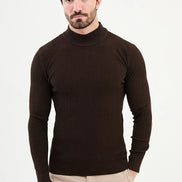 Ames Wide Ribbed Brown Mock Turtleneck Sweater