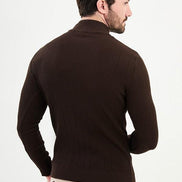 Ames Wide Ribbed Brown Mock Turtleneck Sweater