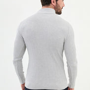 Ames Wide Ribbed Gray Mock Turtleneck Sweater