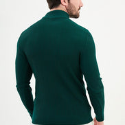 Ames Wide Ribbed Mock Turtleneck Wool Sweater - Green