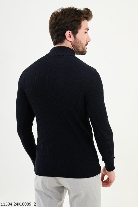 Navy Blue Mock Turtleneck Sweater