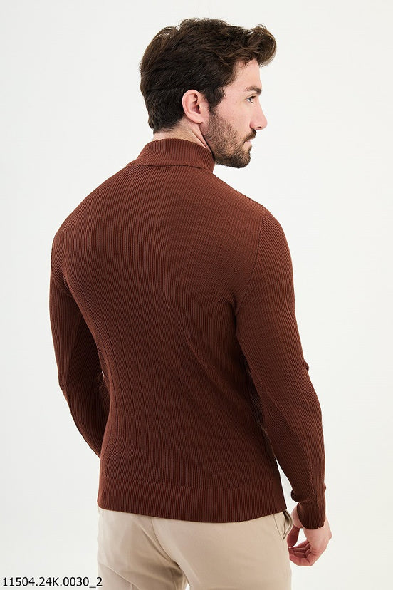 Rust Brown Mock Turtleneck Sweater