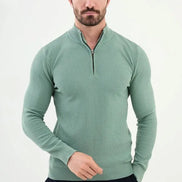 Ames Zip Neck Wool Sweater - Sage Green