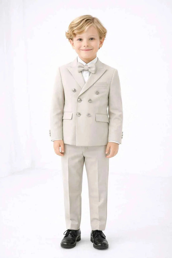 Auburn Beige Double Breasted Boys Suit