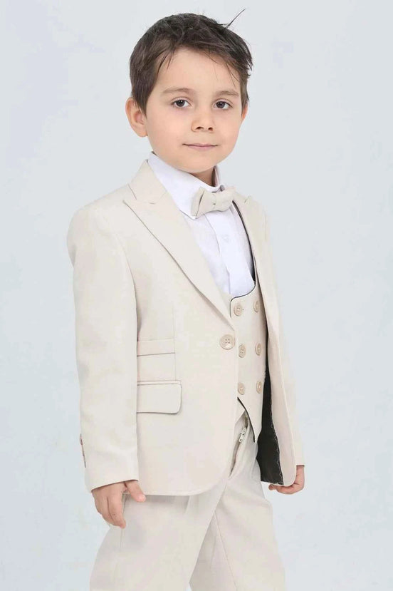Auburn Boys 3 Piece Beige Suit