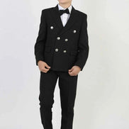 Auburn Boys Black Double Breasted Pinstripe Suit