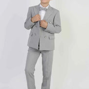 Auburn Boys Gray Double Breasted Pinstripe Suit