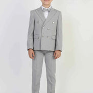 Auburn Boys Gray Double Breasted Pinstripe Suit