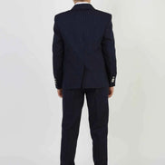 Auburn Boys Navy Blue Double Breasted Pinstripe Suit