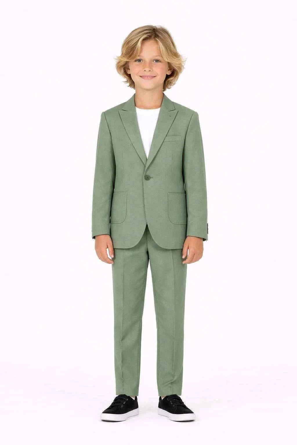 Boys Sage Green 2 Piece Suit 11