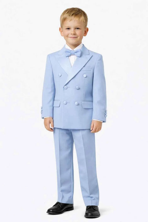 Auburn Double Breasted Boys Baby Blue Tuxedo