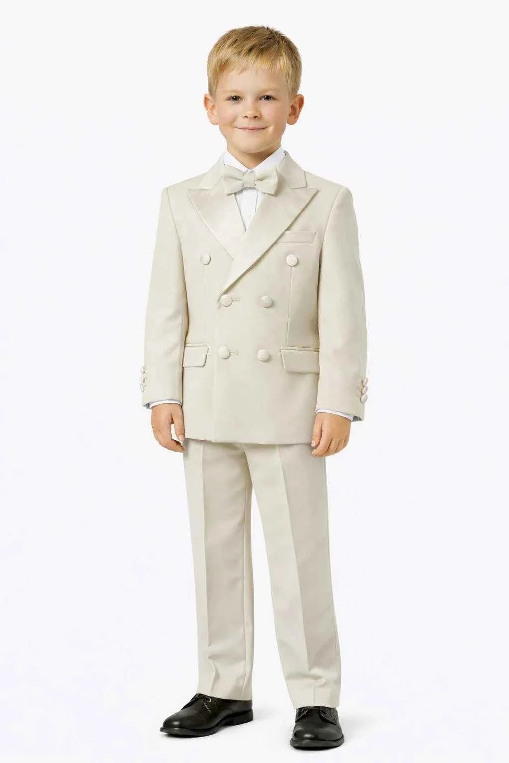Auburn Double Breasted Boys Beige Tuxedo
