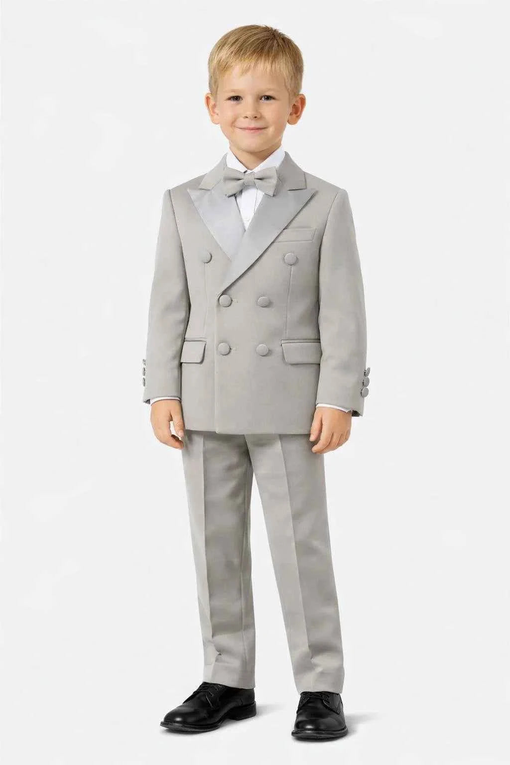 Auburn Double Breasted Boys Gray Tuxedo