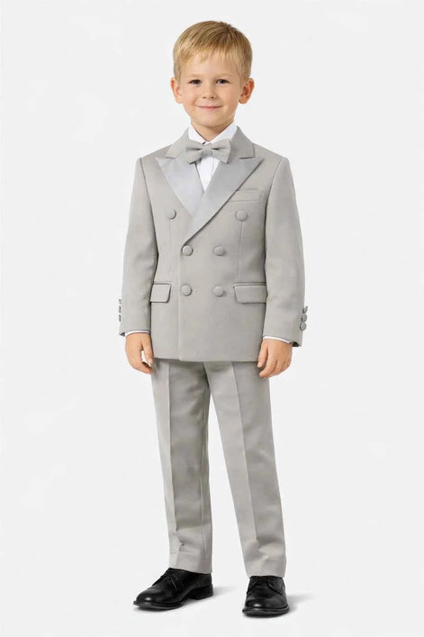 Auburn Double Breasted Boys Gray Tuxedo