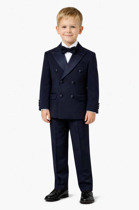 Auburn Double Breasted Boys Navy Blue Tuxedo