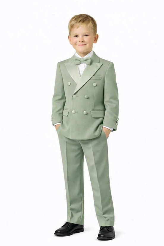 Auburn Double Breasted Boys Sage Green Tuxedo