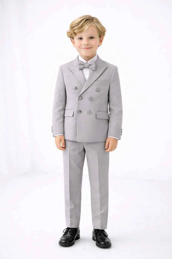 Auburn Gray Double Breasted Boys Suit