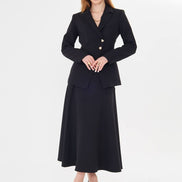 Black Blazer Midi Skirt Set