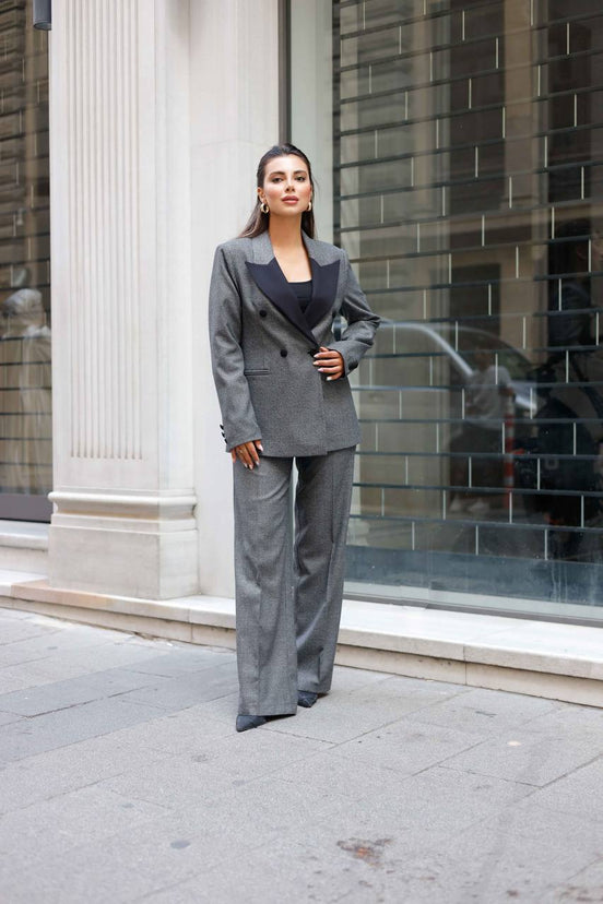 Women's Black Tuxedo Suit Set