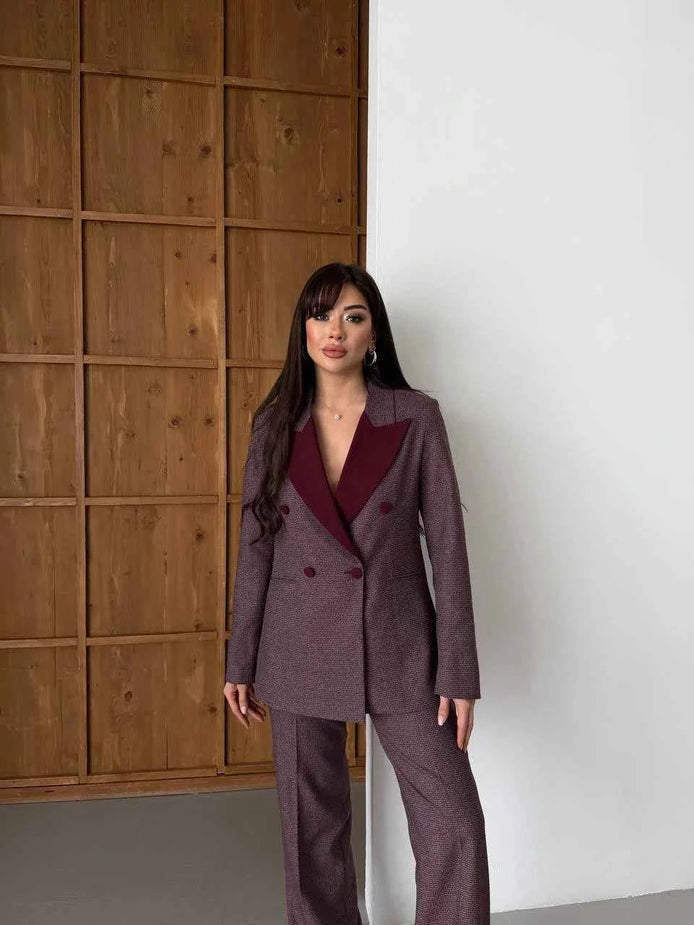 Austin Women's Burgundy Tuxedo Suit Set