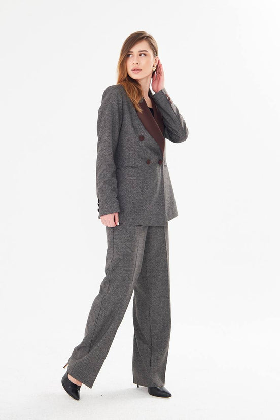Women's Coffee Tuxedo Suit Set