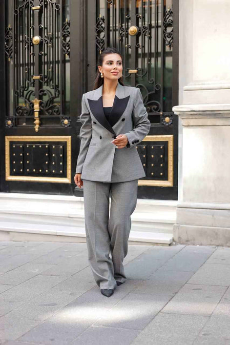 Austin Women's Gray Tuxedo Suit Set