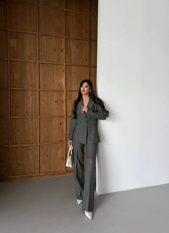 Women's Khaki Tuxedo Suit Set