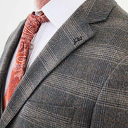 GentWith Ames Beige 3 Piece Glen Plaid Wool Suit