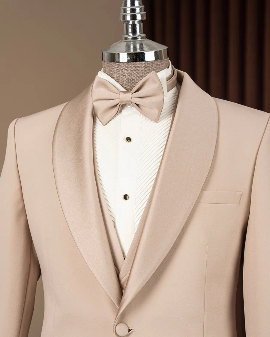 Beige Shawl Lapel Men Tuxedo