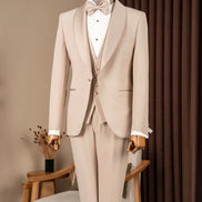 Beige Shawl Lapel Men Tuxedo