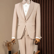 Beige Shawl Lapel Men Tuxedo