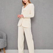 Belted Light Yellow Suit Womens