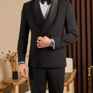 Black Beaded Lapel Tuxedo