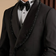 Black Beaded Lapel Tuxedo