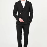 Black Belted Single-Breasted Blazer Suit