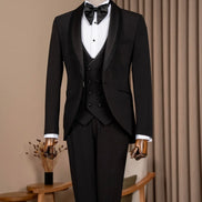 Black Glitter Shawl Lapel Tuxedo