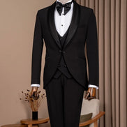 Black Glitter Shawl Lapel Tuxedo
