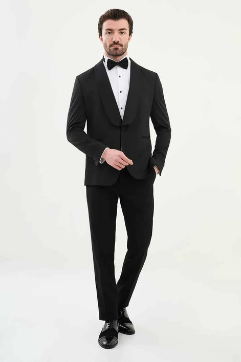 Aalvert Black Slim Fit Tuxedo