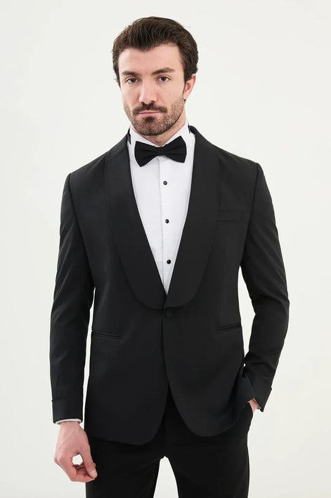 Aalvert Black Slim Fit Tuxedo
