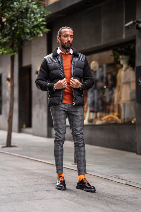 Rapid Slim Fit Zipper Black Wool Coat