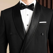 Black Sparkle Shawl Collar Double Breasted Tuxedo